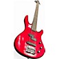 Used Samick 5 STRING BASS Chrome Red Metallic Electric Bass Guitar