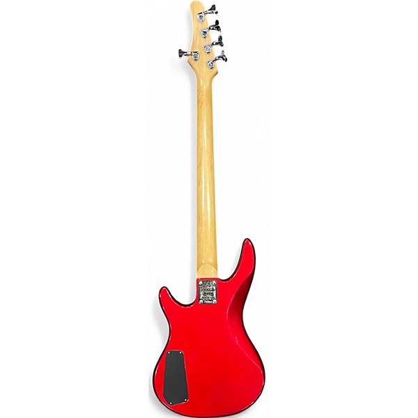 Used Samick 5 STRING BASS Chrome Red Metallic Electric Bass Guitar
