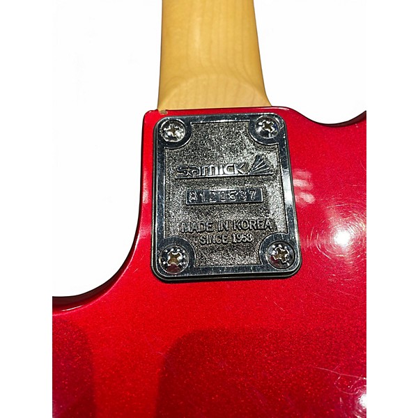 Used Samick 5 STRING BASS Chrome Red Metallic Electric Bass Guitar