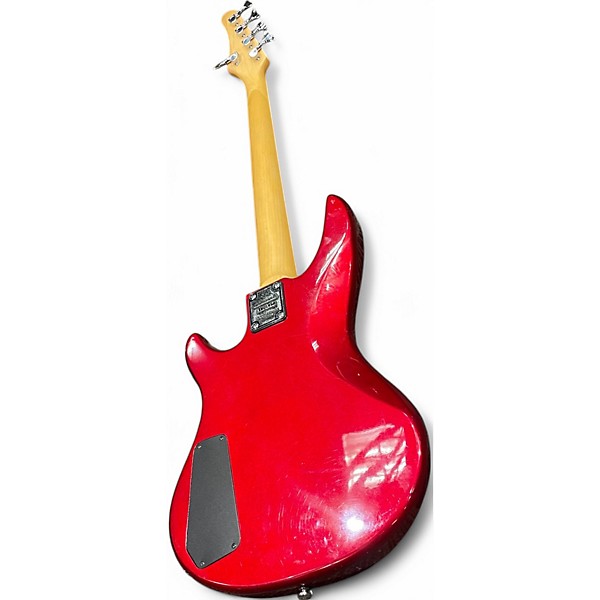 Used Samick 5 STRING BASS Chrome Red Metallic Electric Bass Guitar