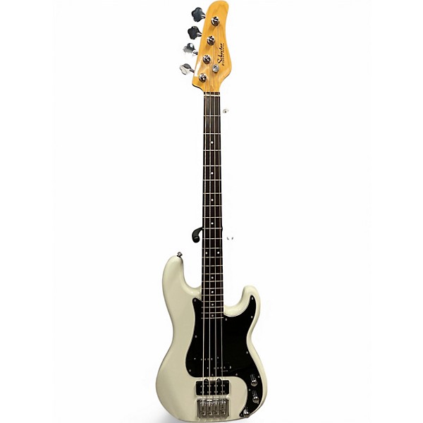 Used Schecter Guitar Research Diamond P Custom White Electric Bass Guitar