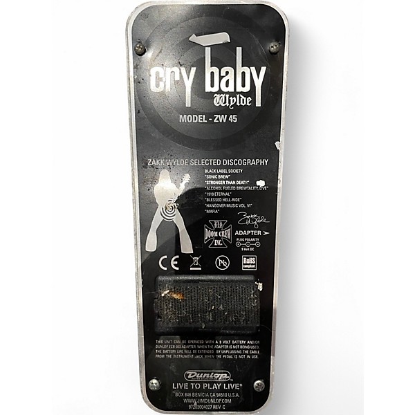 Used Dunlop ZW45 Zakk Wylde Signature Cry Baby Wah Effect Pedal
