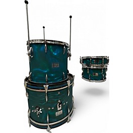Vintage 1960s SONOR 4 Piece CHICAGO STAR K180 AQUA SATIN FLAME Drum Kit