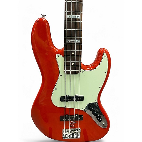 Used Fender American Standard Jazz Bass Transparent Orange Electric Bass Guitar