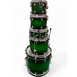 Used 2021 ddrum 5 Piece Dominion Series Birch Ash Veneer Green Burst Drum Kit