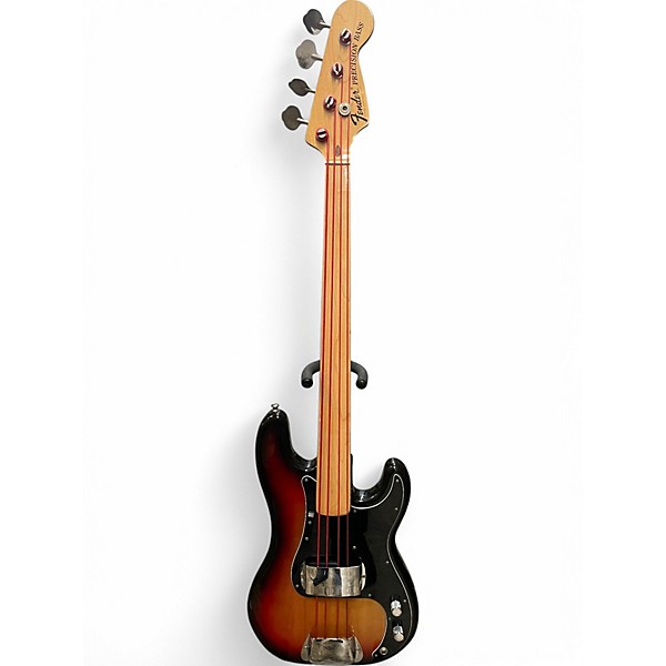 Vintage 1973 Fender Standard Precision Bass Fretless 3 Color Sunburst Electric Bass Guitar