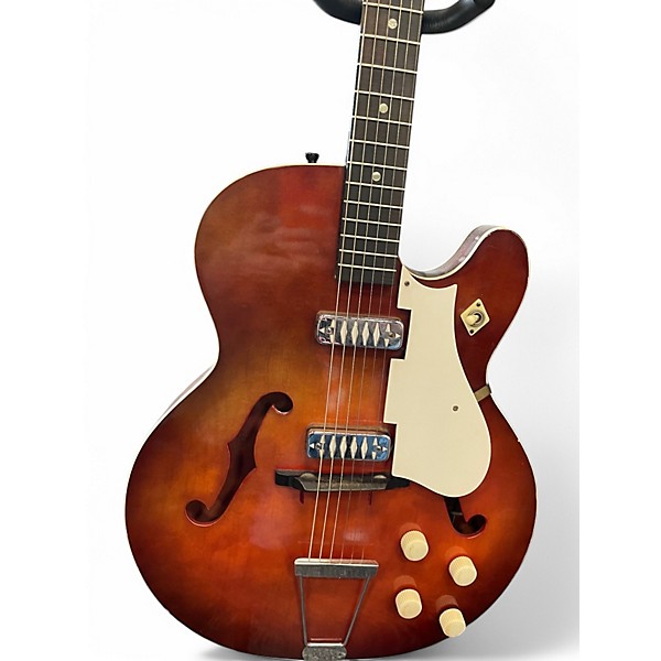 Vintage 1964 Airline F64M Brown Sunburst Hollow Body Electric Guitar