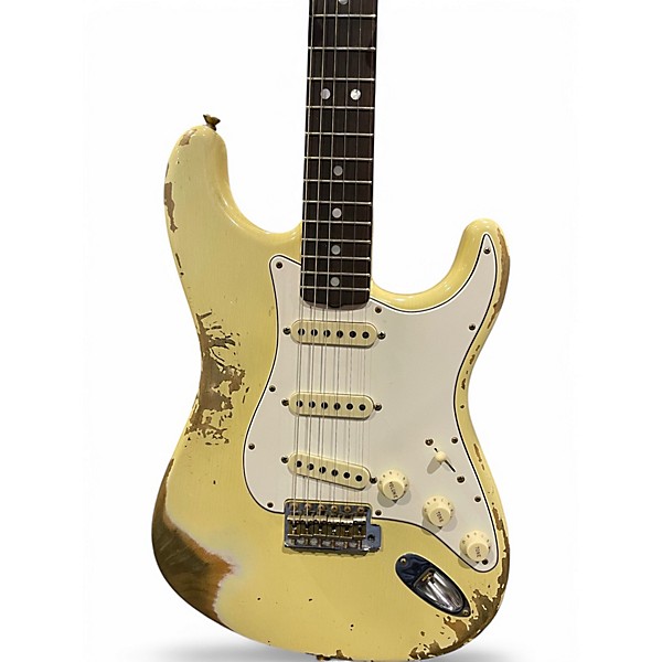Used 2021 Fender CUSTOM SHOP 1967 STRATOCASTER HEAVY RELIC VINTAGE WHITE Solid Body Electric Guitar,Specials : American Fashion Style Bags On Sale
