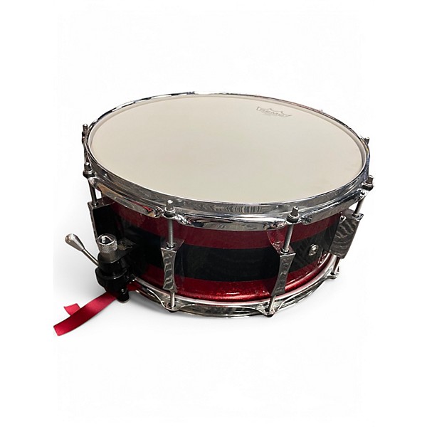 Used Pork Pie USA 14X6 8 Ply Maple Snare Red / Black Sparkle Drum