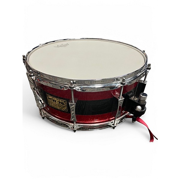 Used Pork Pie USA 14X6 8 Ply Maple Snare Red / Black Sparkle Drum