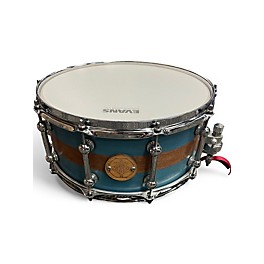 Used Anchor Drum Company 14X6.5 Custom Maple Snare Teal Mahogany Drum