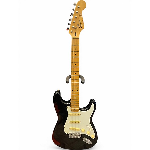 Used Squier Stratocaster Black Solid Body Electric Guitar