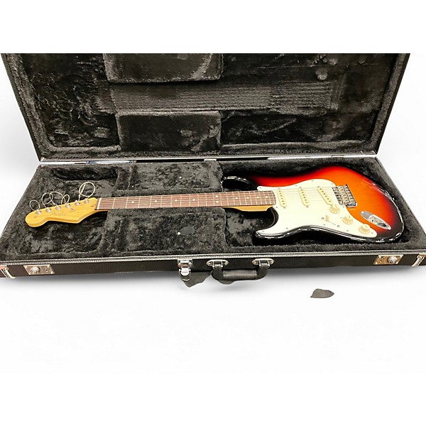 Used 2014 Fender American Standard Stratocaster Left Handed 3 Tone Sunburst Electric Guitar