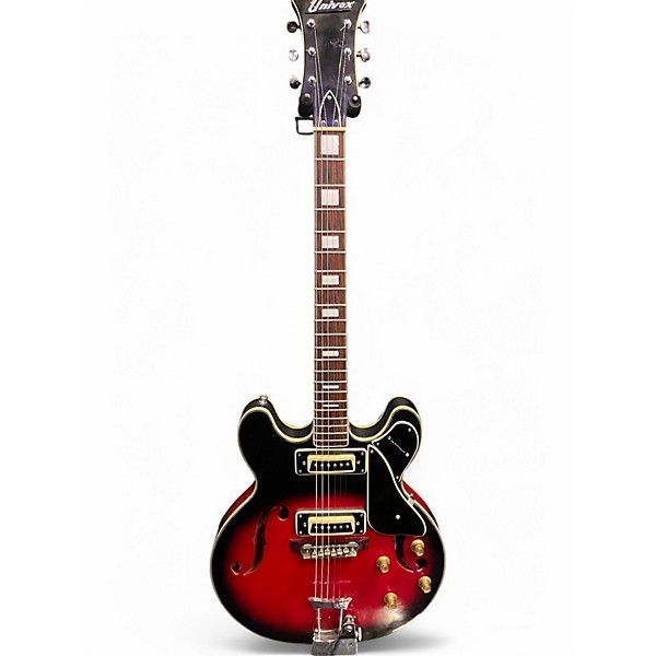 Vintage 1960s Univox Coily Red Burst Hollow Body Electric Guitar