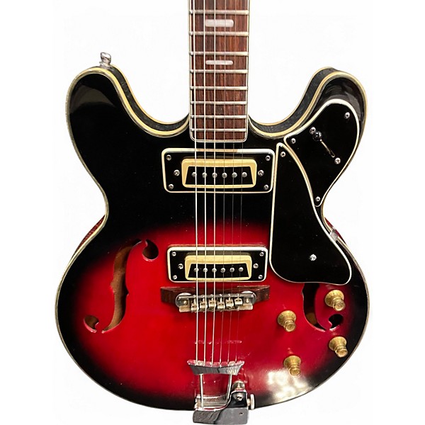 Vintage 1960s Univox Coily Red Burst Hollow Body Electric Guitar