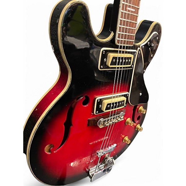 Vintage 1960s Univox Coily Red Burst Hollow Body Electric Guitar