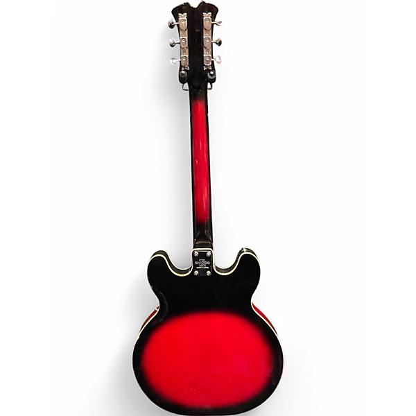 Vintage 1960s Univox Coily Red Burst Hollow Body Electric Guitar
