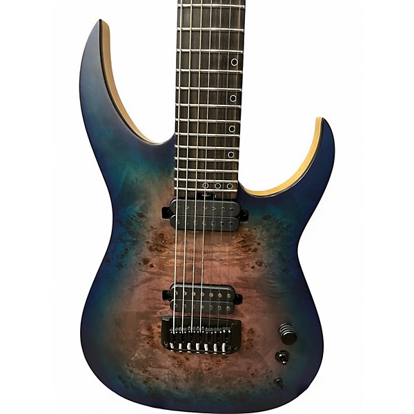 Used Schecter Guitar Research DIAMOND SERIES KM7-MKIII BLUE CRIMSON Solid Body Electric Guitar