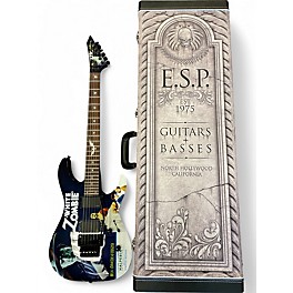 Used ESP LTD Kirk Hammett Signature White Zombie Black Solid Body Electric Guitar