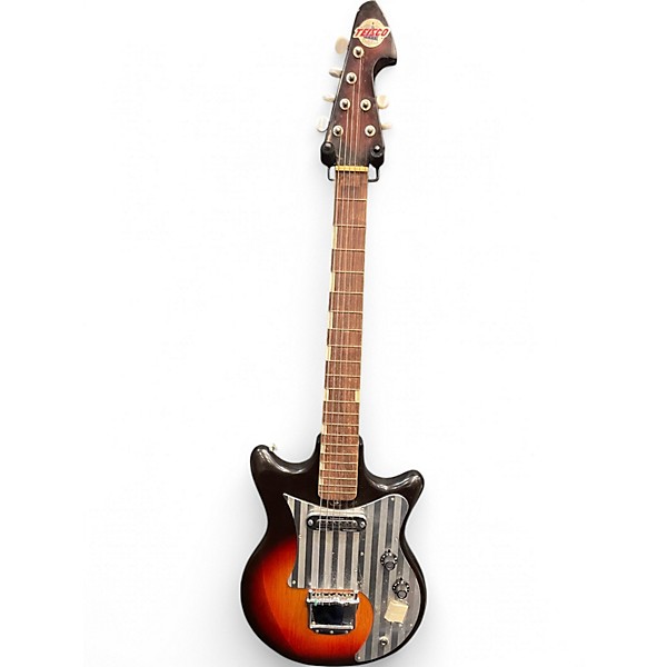 Vintage 1960s Teisco E120 3 Color Sunburst Solid Body Electric Guitar