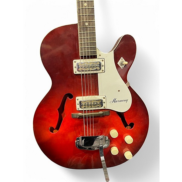 Vintage 1966 Harmony Rocket H56 RED BURST Hollow Body Electric Guitar