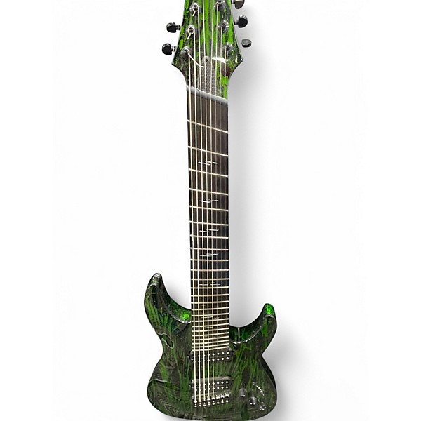 Used Schecter Guitar Research Diamond Series C-8  Silver Mountian Toxic Venom Solid Body Electric Guitar