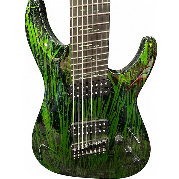 Used Schecter Guitar Research Diamond Series C-8  Silver Mountian Toxic Venom Solid Body Electric Guitar