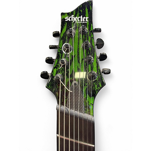 Used Schecter Guitar Research Diamond Series C-8  Silver Mountian Toxic Venom Solid Body Electric Guitar
