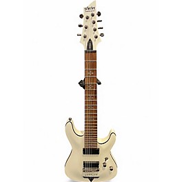 Used Schecter Guitar Research Demon 7 String White Solid Body Electric Guitar