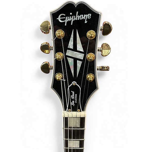Used Epiphone LES PAUL CUSTOM Black and Gold Solid Body Electric Guitar