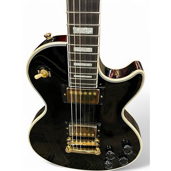 Used Epiphone LES PAUL CUSTOM Black and Gold Solid Body Electric Guitar