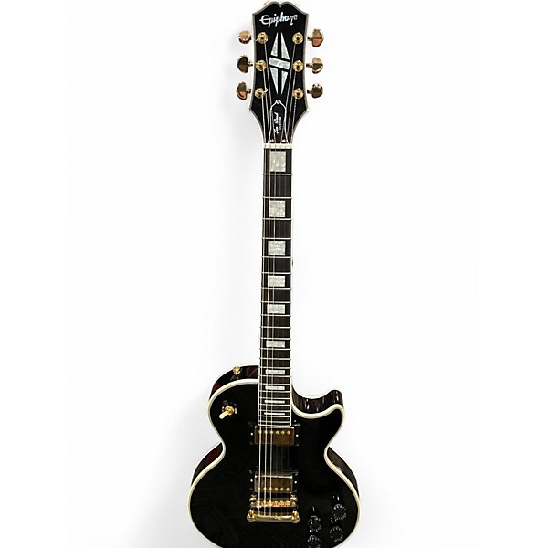 Used Epiphone LES PAUL CUSTOM Black and Gold Solid Body Electric Guitar