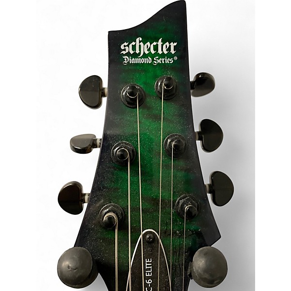 Used Schecter C-6 ELITE Green Solid Body Electric Guitar