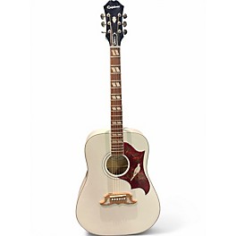 Used Epiphone Dove Pro White Acoustic Electric Guitar