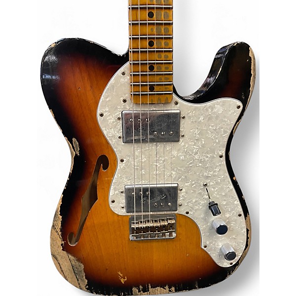 Used Fender LTD TELE THINLINE  3 Tone Sunburst Hollow Body Electric Guitar