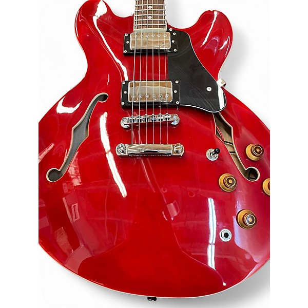 Used Wilkinson VSA500CR Cherry Hollow Body Electric Guitar