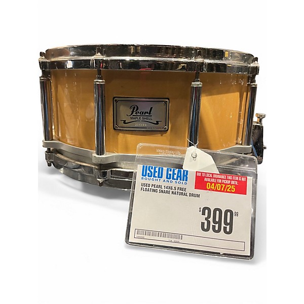 Used Pearl 14X6.5 Free Floating Snare Natural Drum