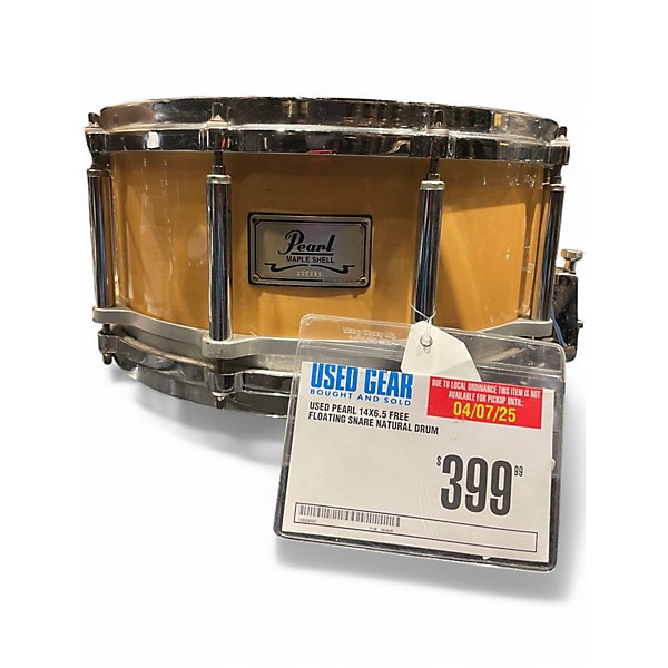 Used Pearl 14X6.5 Free Floating Snare Natural Drum