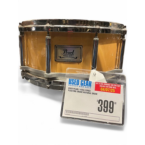 Used Pearl 14X6.5 Free Floating Snare Natural Drum