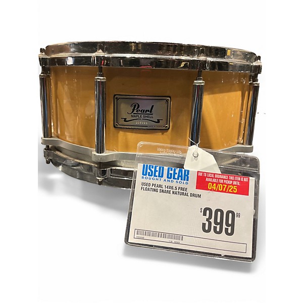 Used Pearl 14X6.5 Free Floating Snare Natural Drum