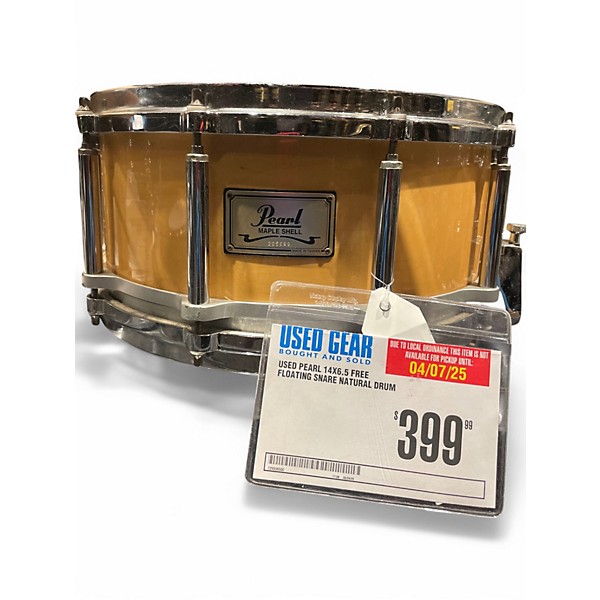 Used Pearl 14X6.5 Free Floating Snare Natural Drum