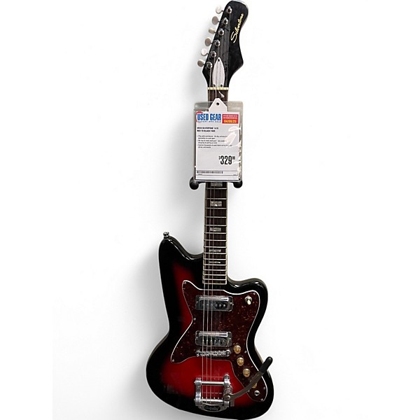 Used Silvertone 1478 Red to Black Fade Solid Body Electric Guitar