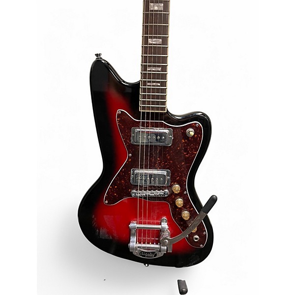 Used Silvertone 1478 Red to Black Fade Solid Body Electric Guitar