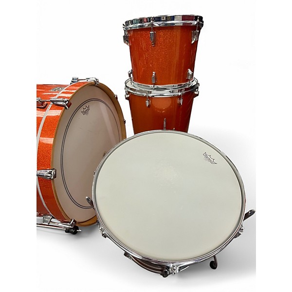 Used TAMA 4 Piece superstar classic orange sparkle Drum Kit
