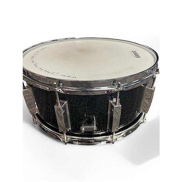 Used WFLIII Drums 6.5X14 Aluminum 6.5 x 14 Snare w/ Trick throwoff and WFL Hardware Black Galaxy Sparkle Drum