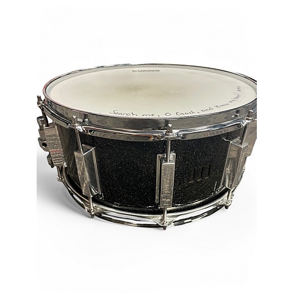 Used WFLIII Drums 6.5X14 Aluminum 6.5 x 14 Snare w/ Trick throwoff and WFL Hardware Black Galaxy Sparkle Drum