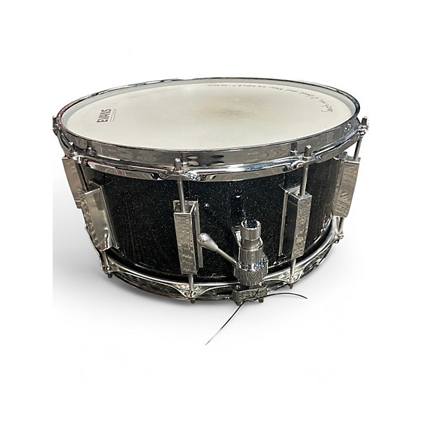 Used WFLIII Drums 6.5X14 Aluminum 6.5 x 14 Snare w/ Trick throwoff and WFL Hardware Black Galaxy Sparkle Drum
