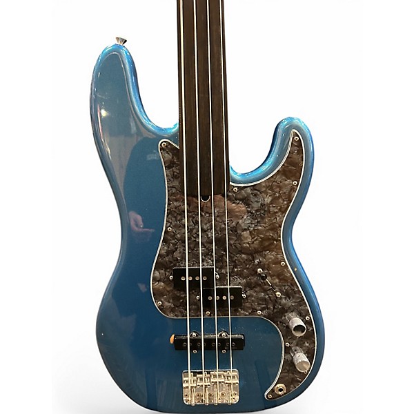 Used Fender Tony Franklin Signature Fretless Precision Bass Blue Electric Bass Guitar