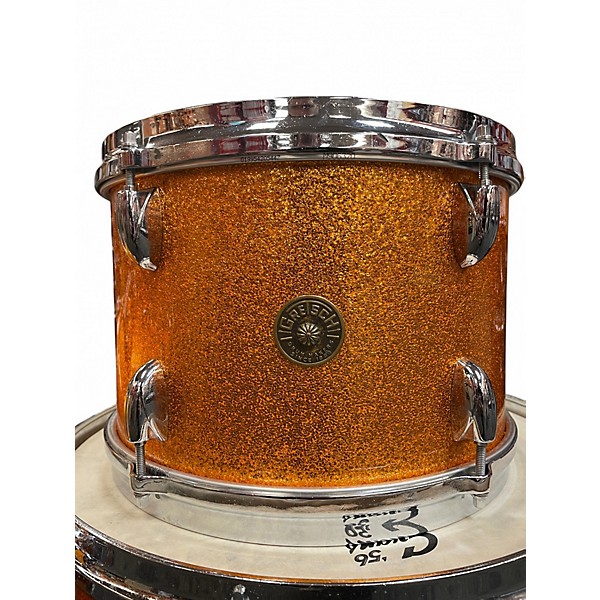 Used Gretsch Drums 3 Piece Round Badge Bop Orange Sparkle Drum Kit