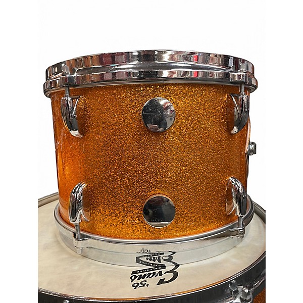 Used Gretsch Drums 3 Piece Round Badge Bop Orange Sparkle Drum Kit